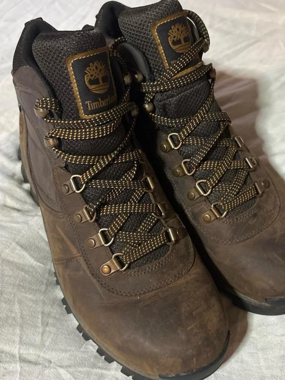 Timberland brown Hiking Boots with Yellow Accent Laces